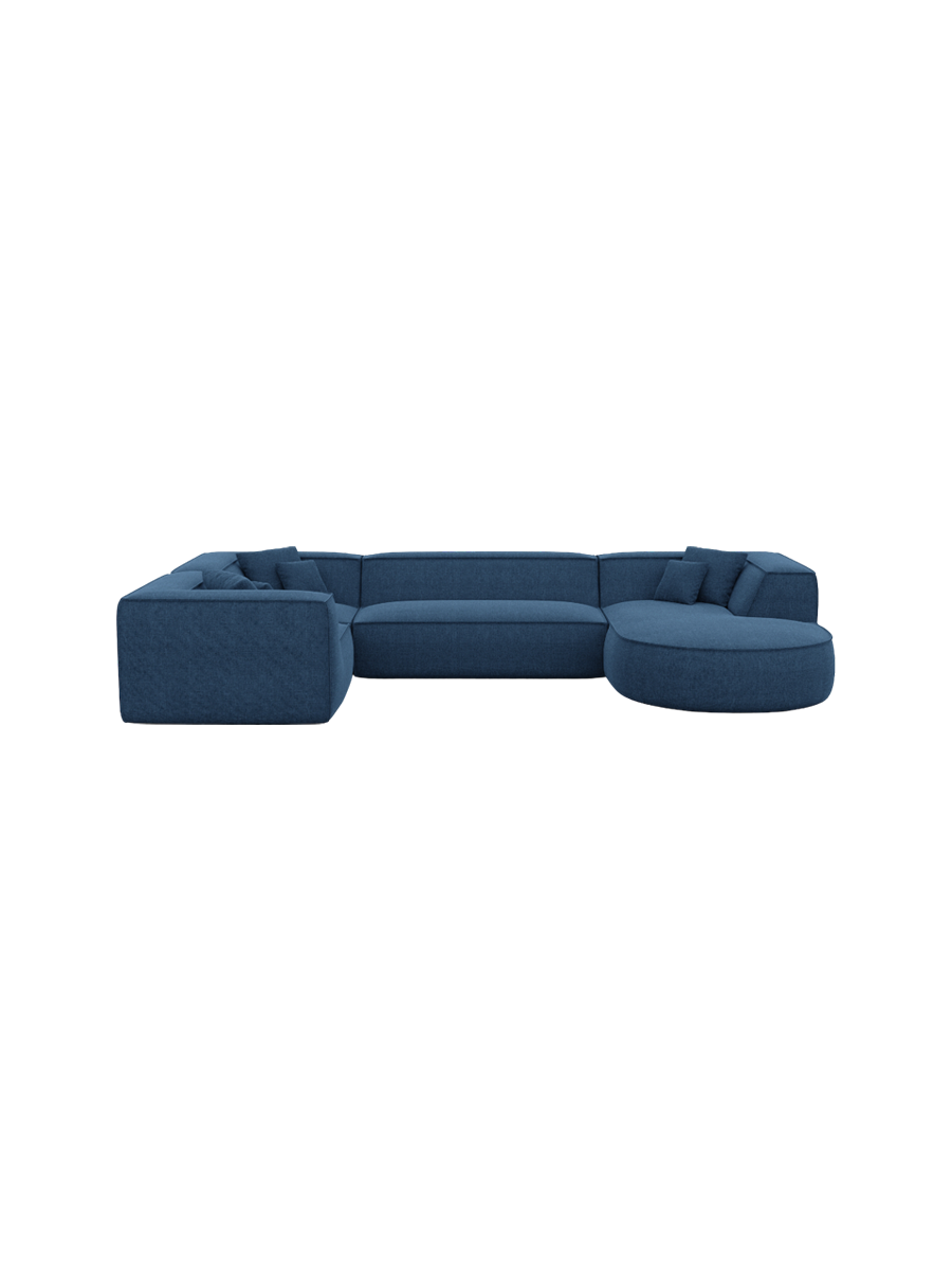 
6-Sitzer Design Panorama-Sofa „Lorenza XL“ mit Strukturstoff-Bezug - Strukturstoff Beige / Lange Seite links