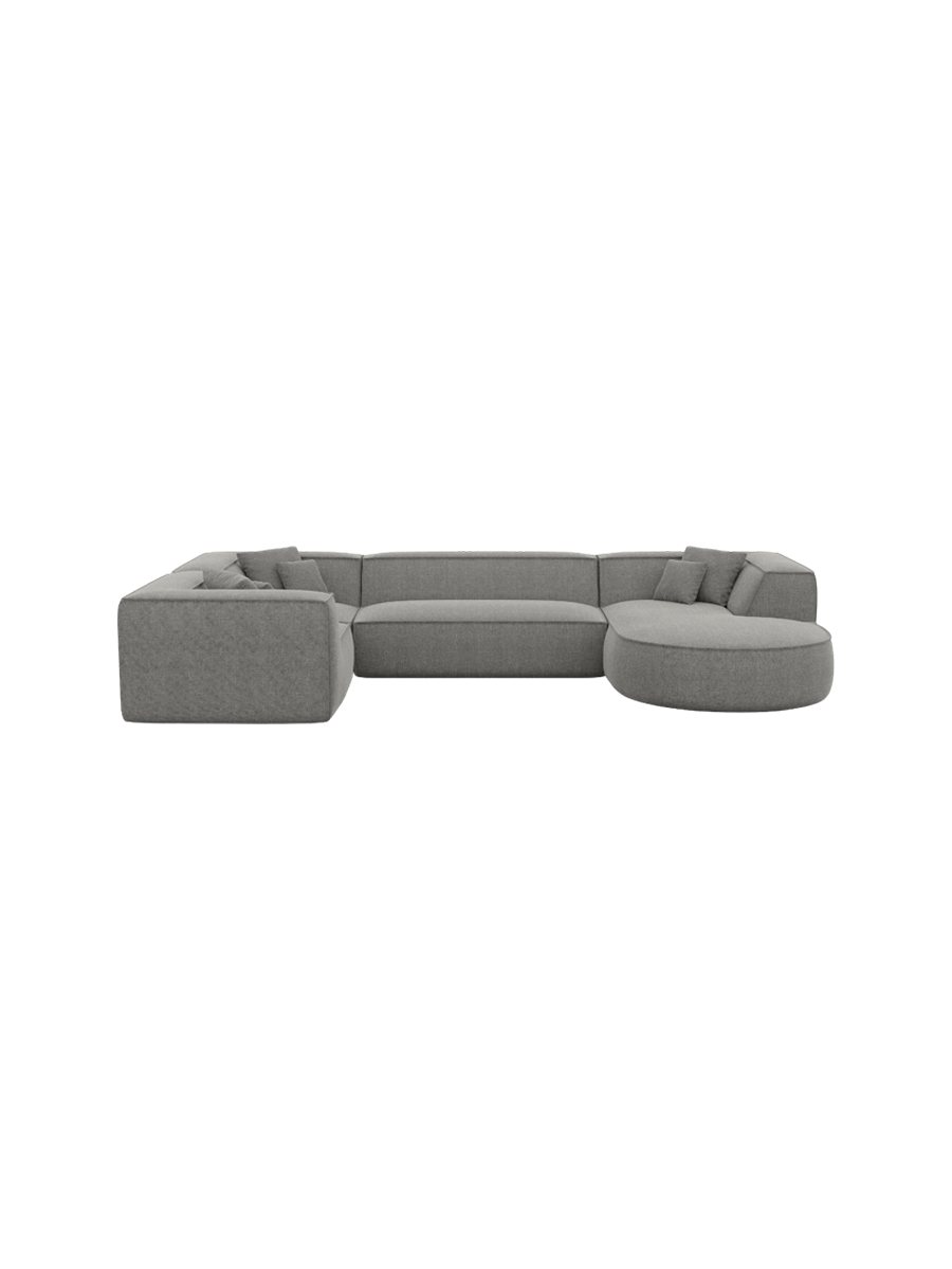
6-Sitzer Design Panorama-Sofa „Lorenza XL“ mit Strukturstoff-Bezug - Strukturstoff Beige / Lange Seite links