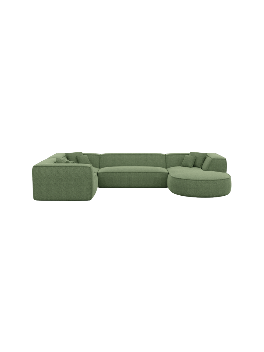 
6-Sitzer Design Panorama-Sofa „Lorenza XL“ mit Strukturstoff-Bezug - Strukturstoff Beige / Lange Seite links