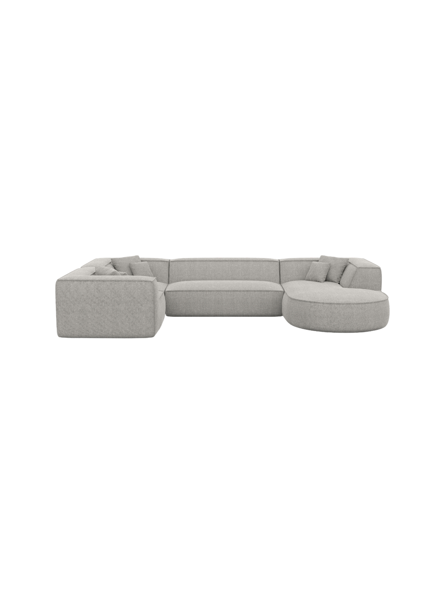 
6-Sitzer Design Panorama-Sofa „Lorenza XL“ mit Strukturstoff-Bezug - Strukturstoff Beige / Lange Seite links