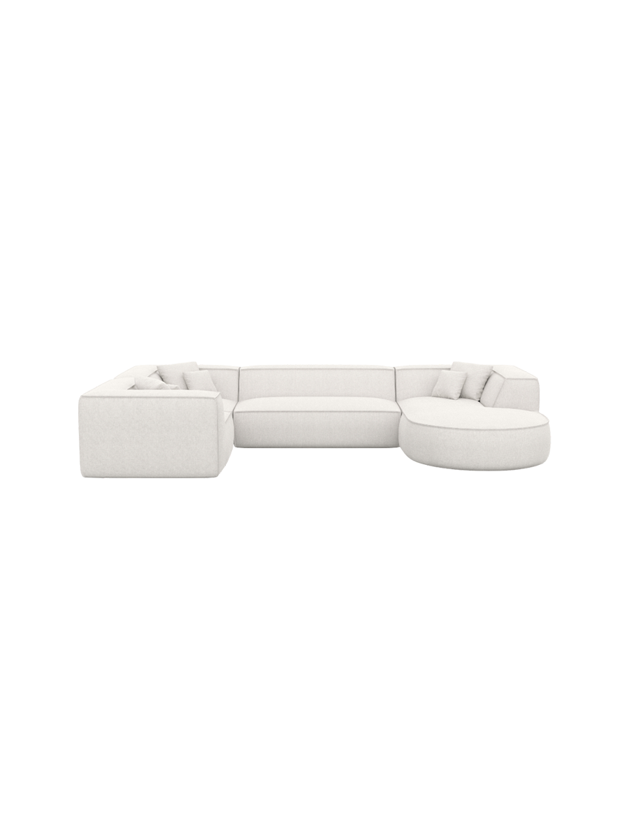 
6-Sitzer Design Panorama-Sofa „Lorenza XL“ mit Strukturstoff-Bezug - Strukturstoff Beige / Lange Seite links
