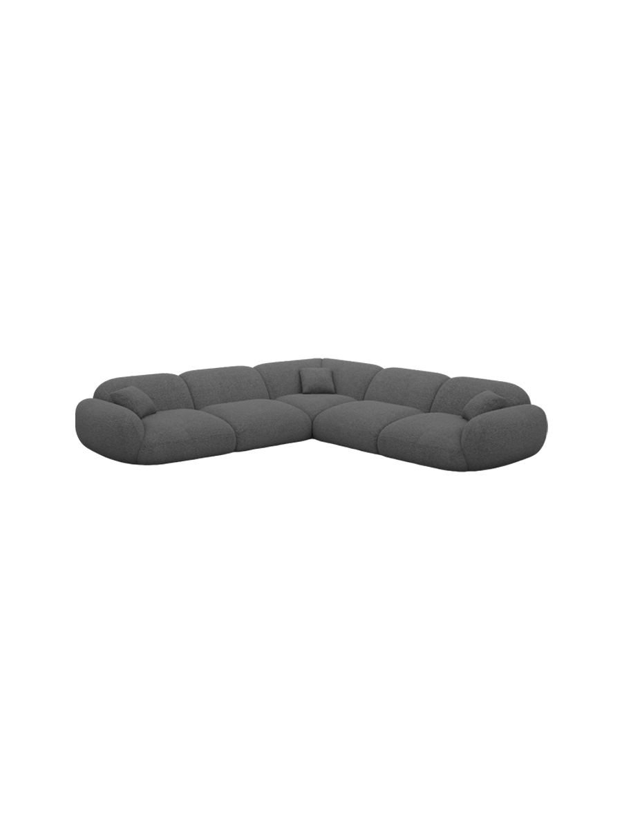 
5-seater designer corner sofa “Alma” with bouclé upholstery - Bouclé Graphite