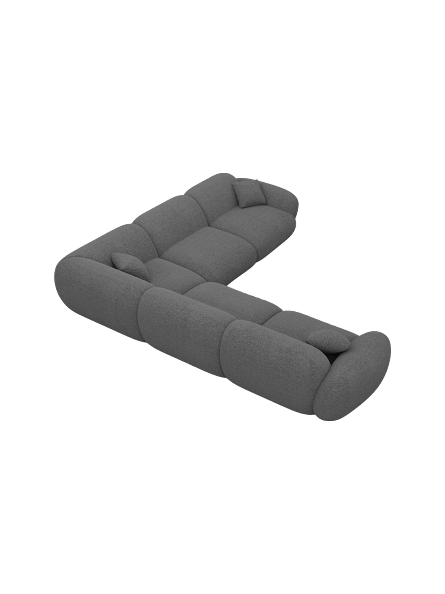 
5-seater designer corner sofa “Alma” with bouclé upholstery - Bouclé Graphite
