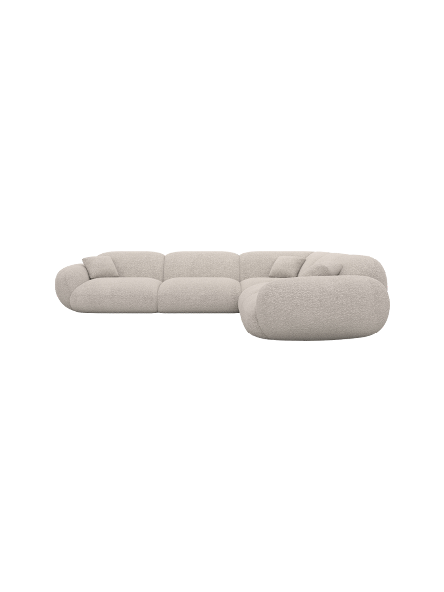 
5-seater designer corner sofa “Alma” with bouclé upholstery - Bouclé Graphite