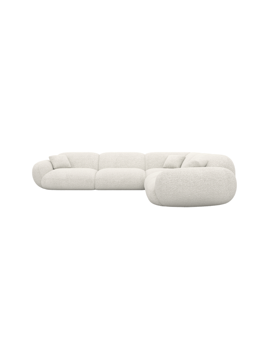 
5-seater designer corner sofa “Alma” with bouclé upholstery - Bouclé Graphite