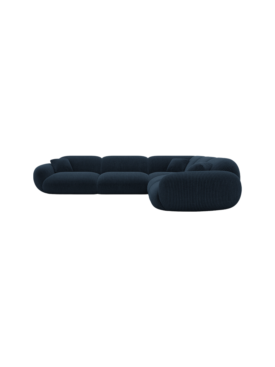 
5-Sitzer Design Ecksofa „Levante“, Cordsamt - Cordsamt Dunkelblau