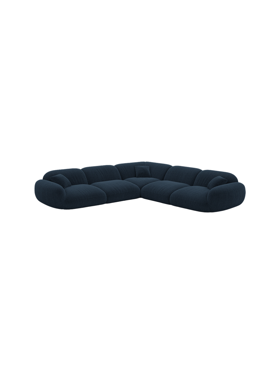 
5-Sitzer Design Ecksofa „Levante“, Cordsamt - Cordsamt Dunkelblau