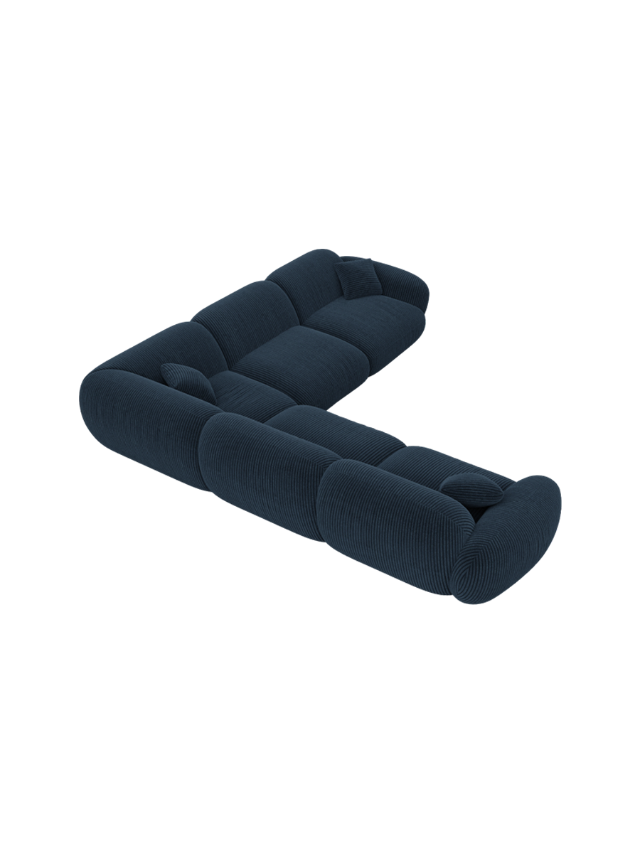 
5-Sitzer Design Ecksofa „Levante“, Cordsamt - Cordsamt Dunkelblau