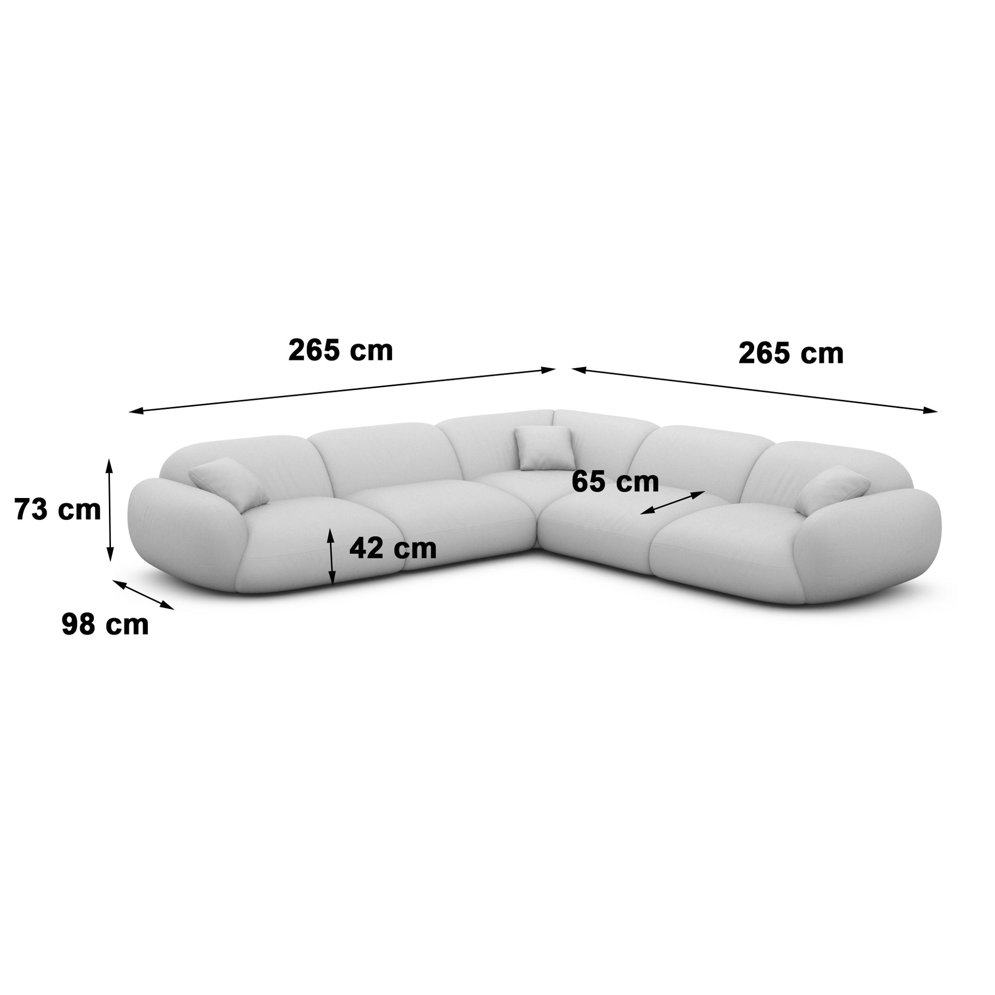 
5-Sitzer Design Ecksofa „Levante“, Cordsamt - Cordsamt Dunkelblau