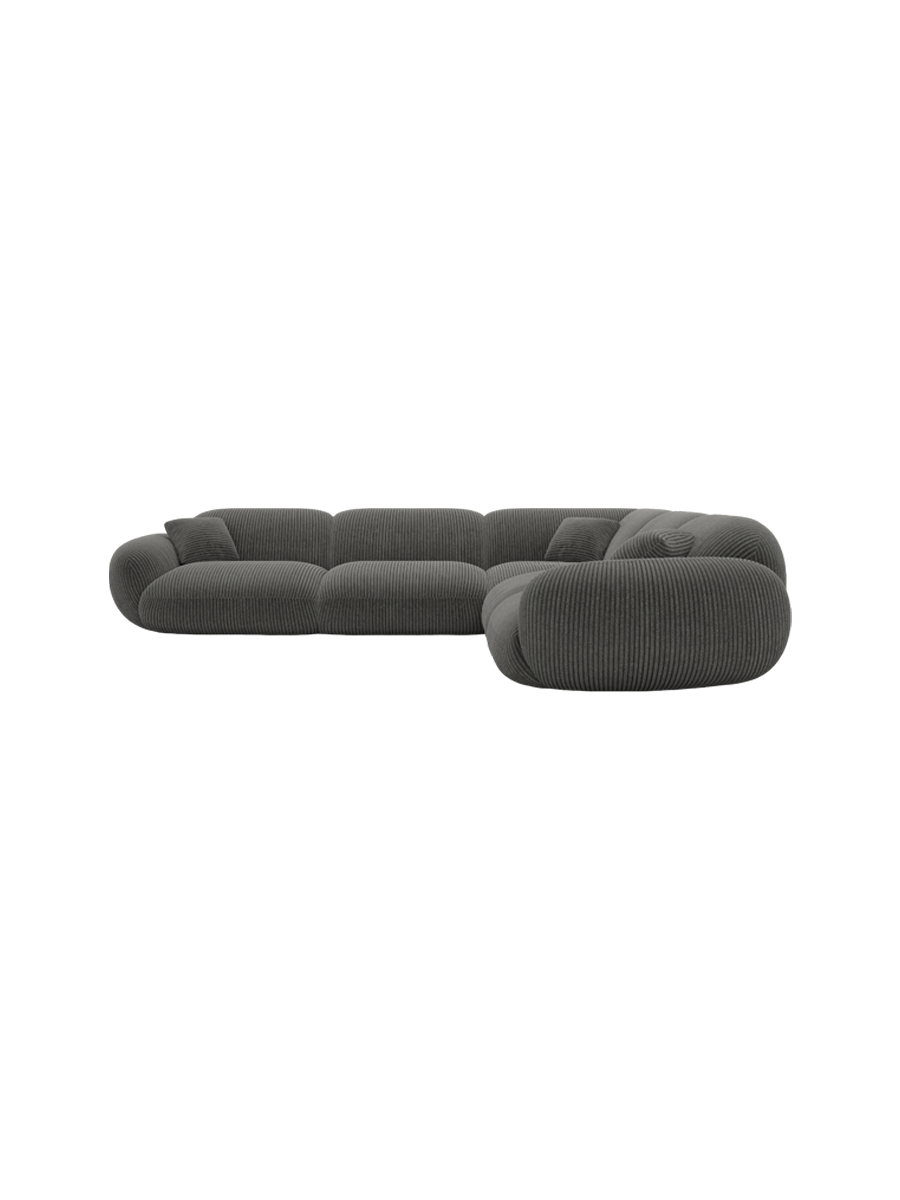 
5-Sitzer Design Ecksofa „Levante“, Cordsamt - Cordsamt Dunkelblau