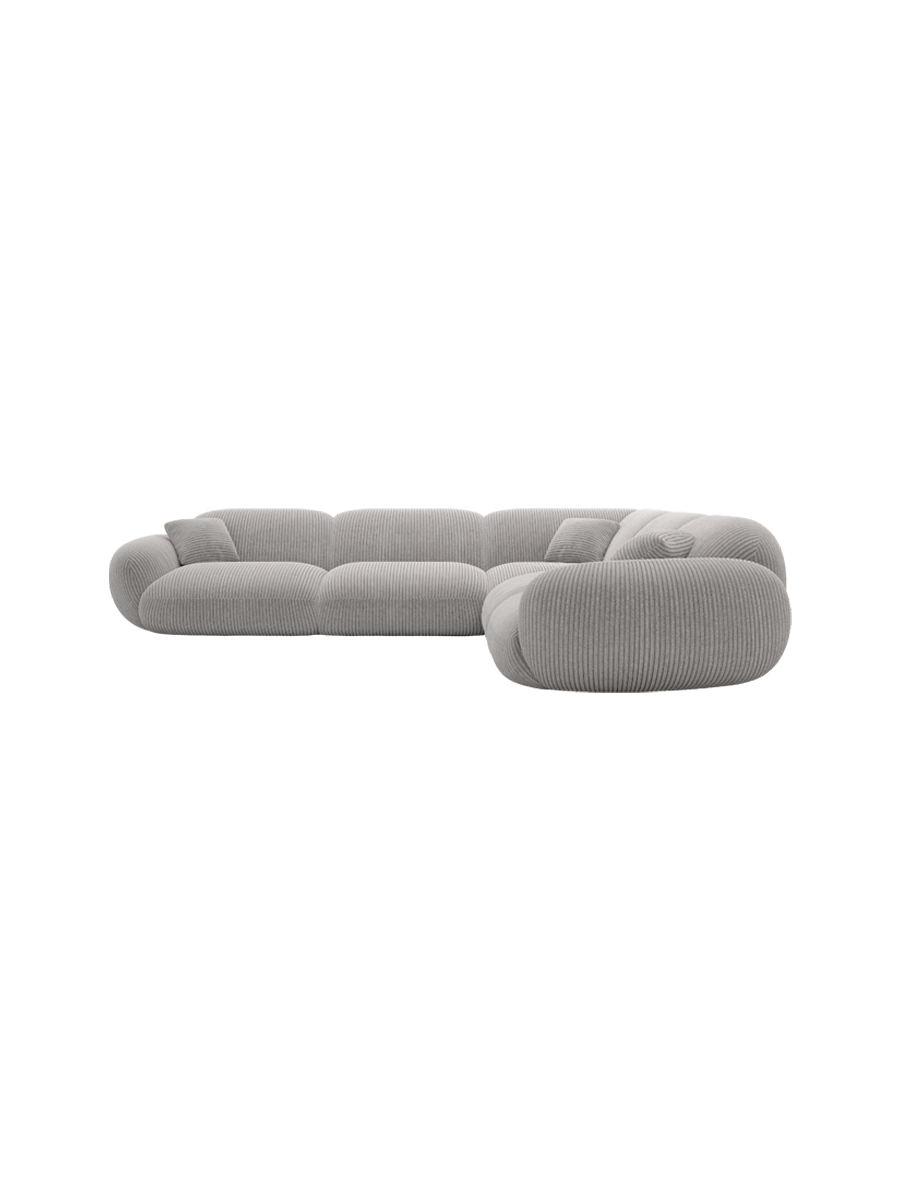 
5-Sitzer Design Ecksofa „Levante“, Cordsamt - Cordsamt Dunkelblau
