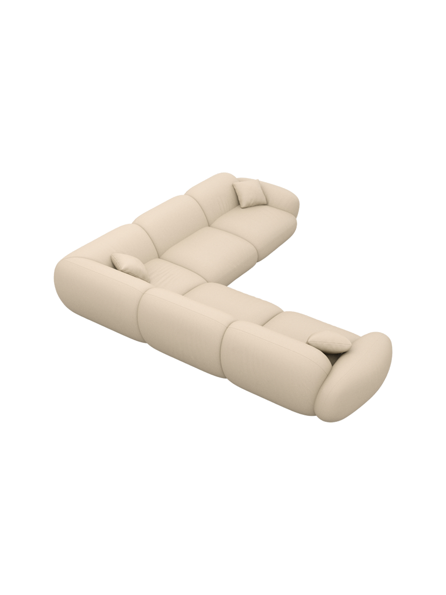 
5-seater designer genuine leather corner sofa “Alma” - Genuine leather Beige