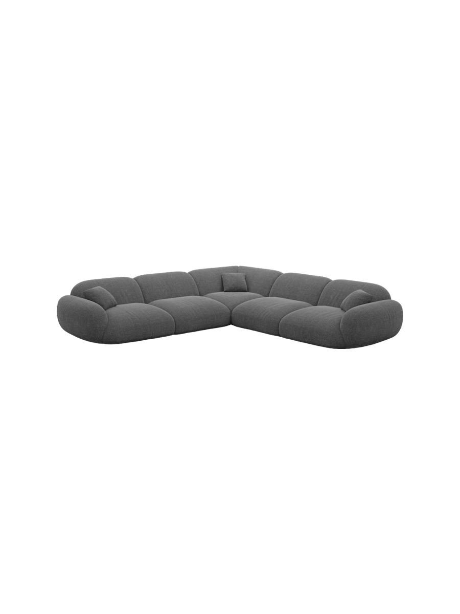 
5-Sitzer Design Ecksofa „Alma“ mit Strukturstoff-Bezug - Strukturstoff Anthrazit