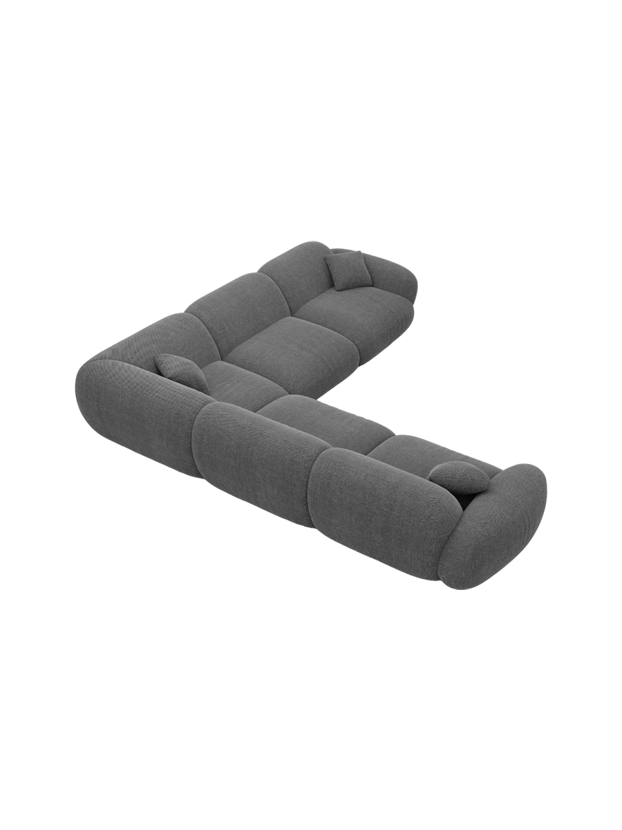 
5-Sitzer Design Ecksofa „Alma“ mit Strukturstoff-Bezug - Strukturstoff Anthrazit