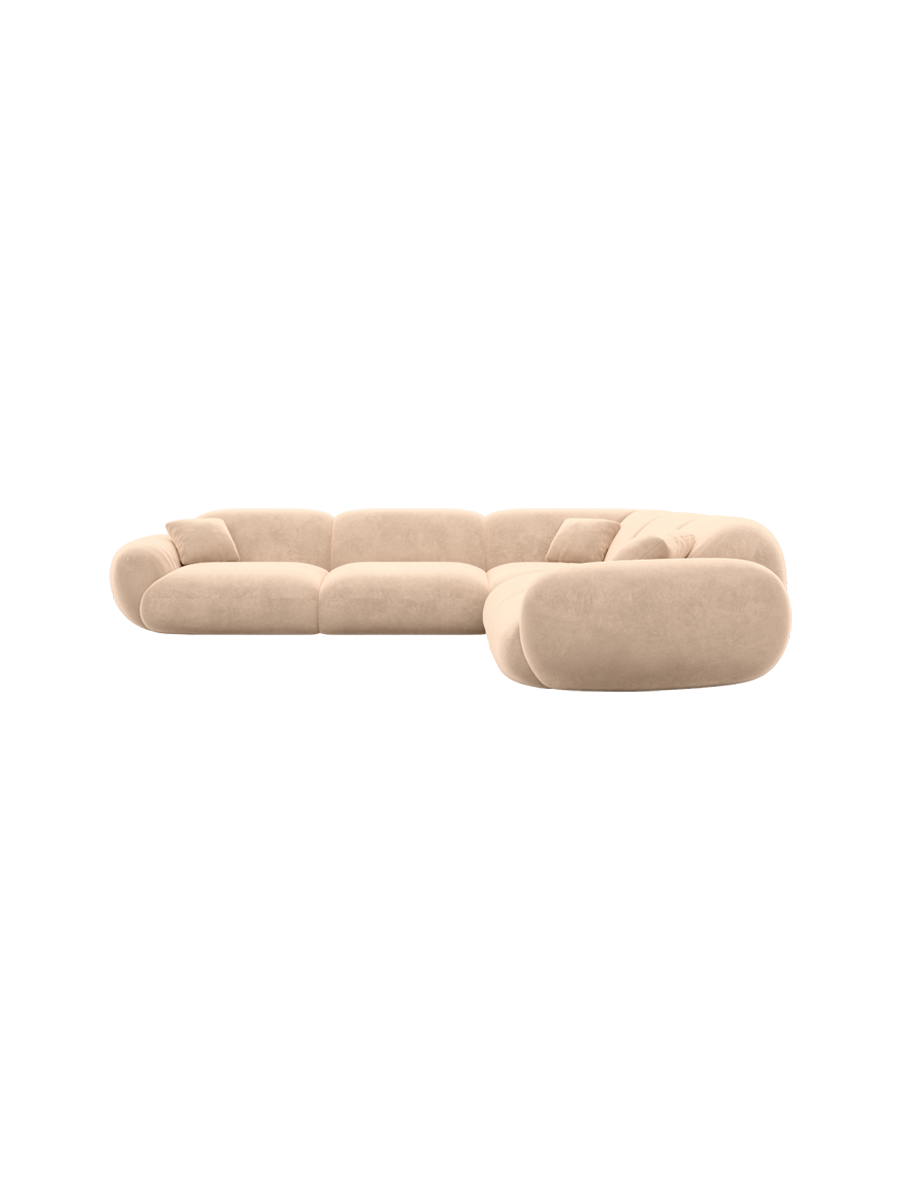 
5-Sitzer Design Ecksofa „Alma“ mit Samtbezug - Samtbezug Königsblau