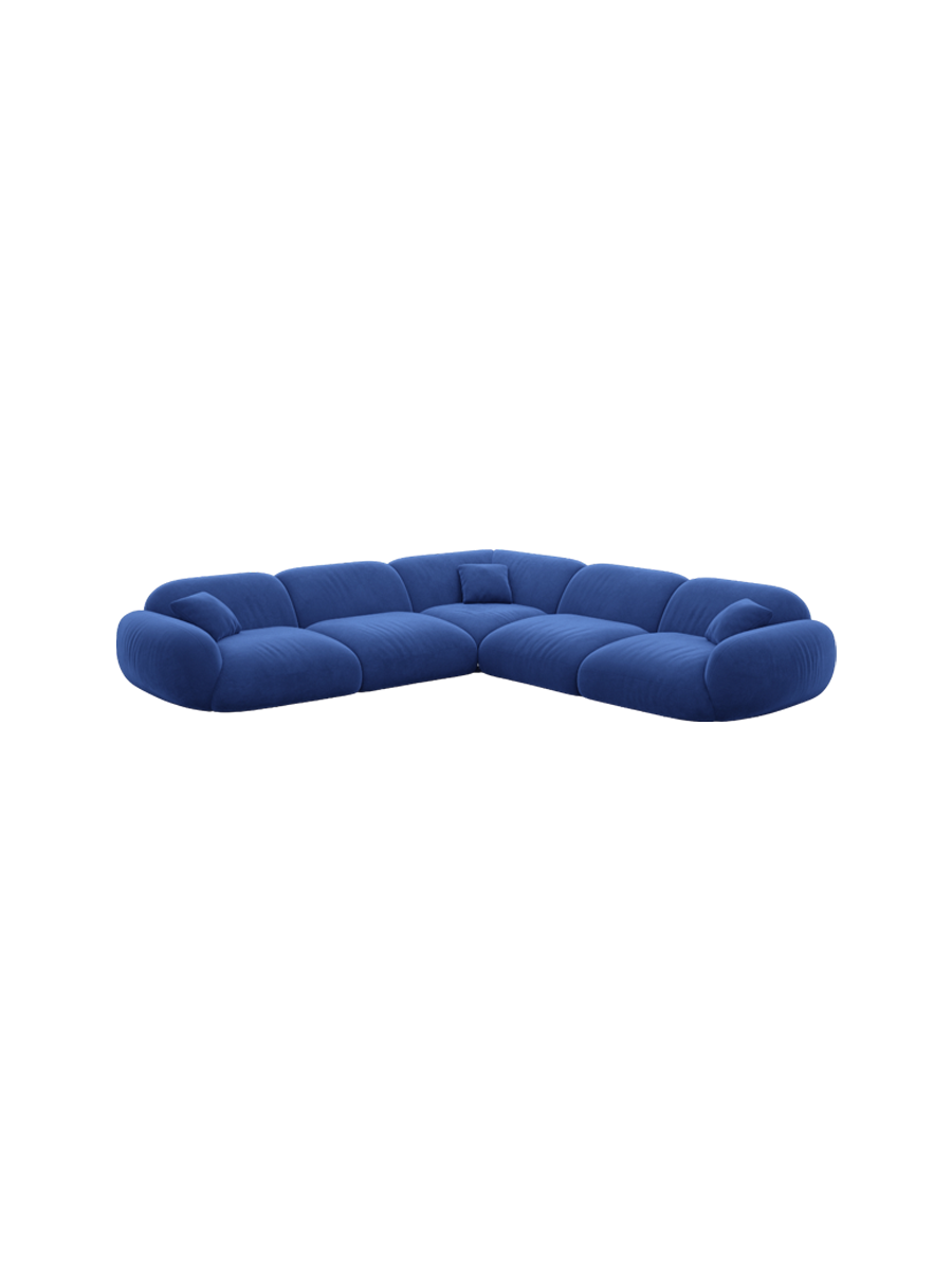 
5-Sitzer Design Ecksofa „Alma“ mit Samtbezug - Samtbezug Königsblau