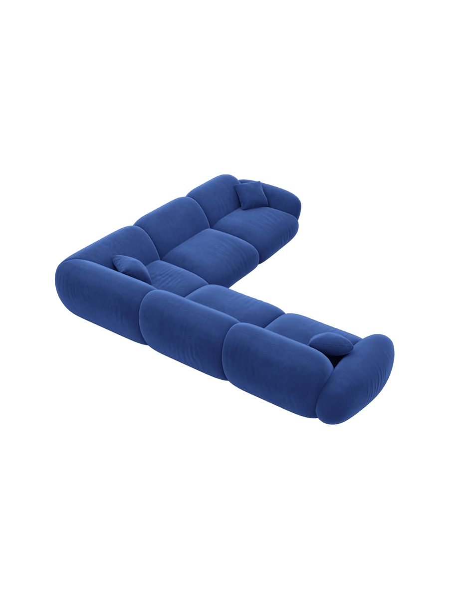 
5-Sitzer Design Ecksofa „Alma“ mit Samtbezug - Samtbezug Königsblau