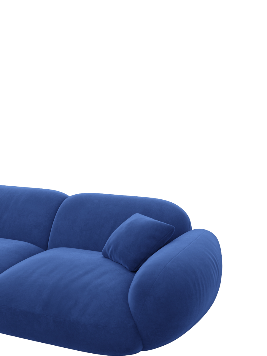 
5-Sitzer Design Ecksofa „Alma“ mit Samtbezug - Samtbezug Königsblau