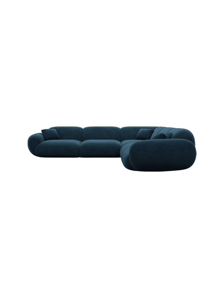 
5-Sitzer Design Ecksofa „Alma“ mit Samtbezug - Samtbezug Königsblau