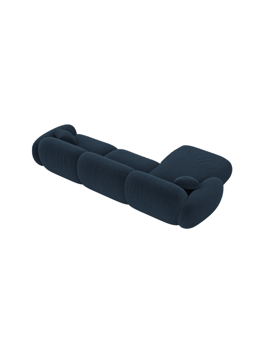 
4-Sitzer Design Ecksofa „Levante“, Cordsamt - Cordsamt Dunkelblau / Eckteil links