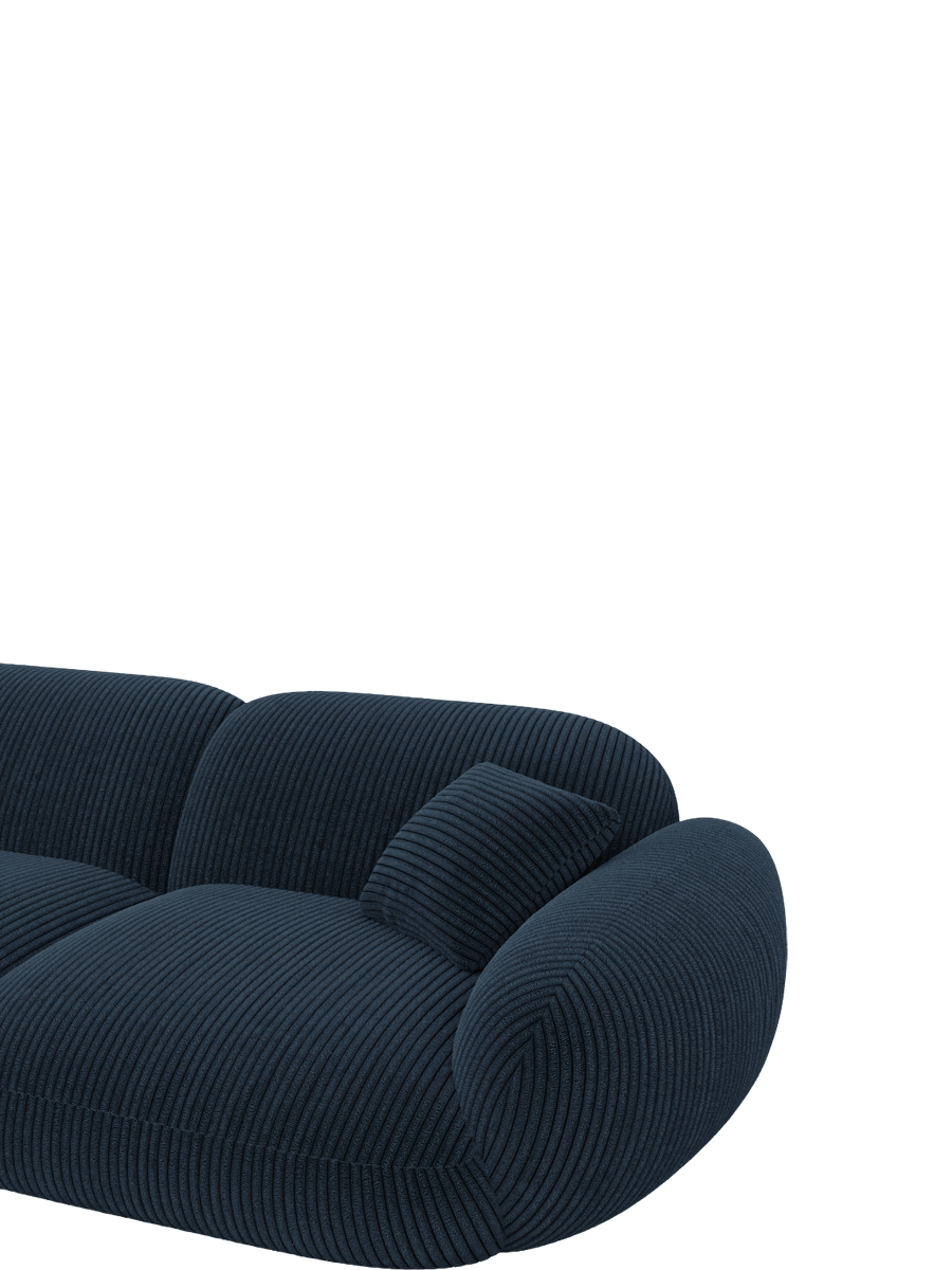 
4-Sitzer Design Ecksofa „Levante“, Cordsamt - Cordsamt Dunkelblau / Eckteil links