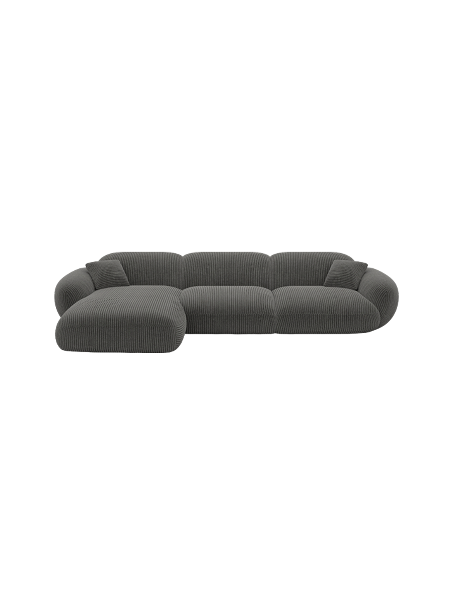
4-Sitzer Design Ecksofa „Levante“, Cordsamt - Cordsamt Dunkelblau / Eckteil links