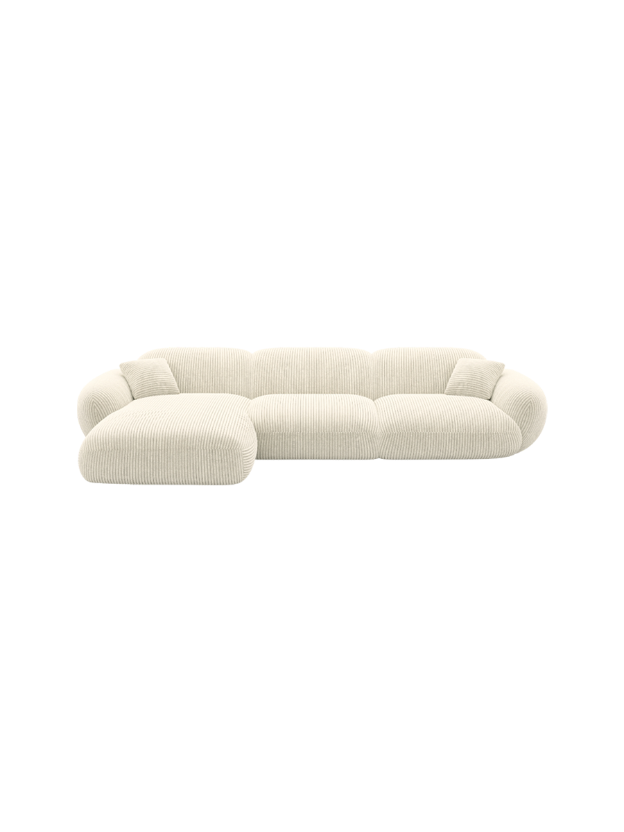 
4-Sitzer Design Ecksofa „Levante“, Cordsamt - Cordsamt Dunkelblau / Eckteil links