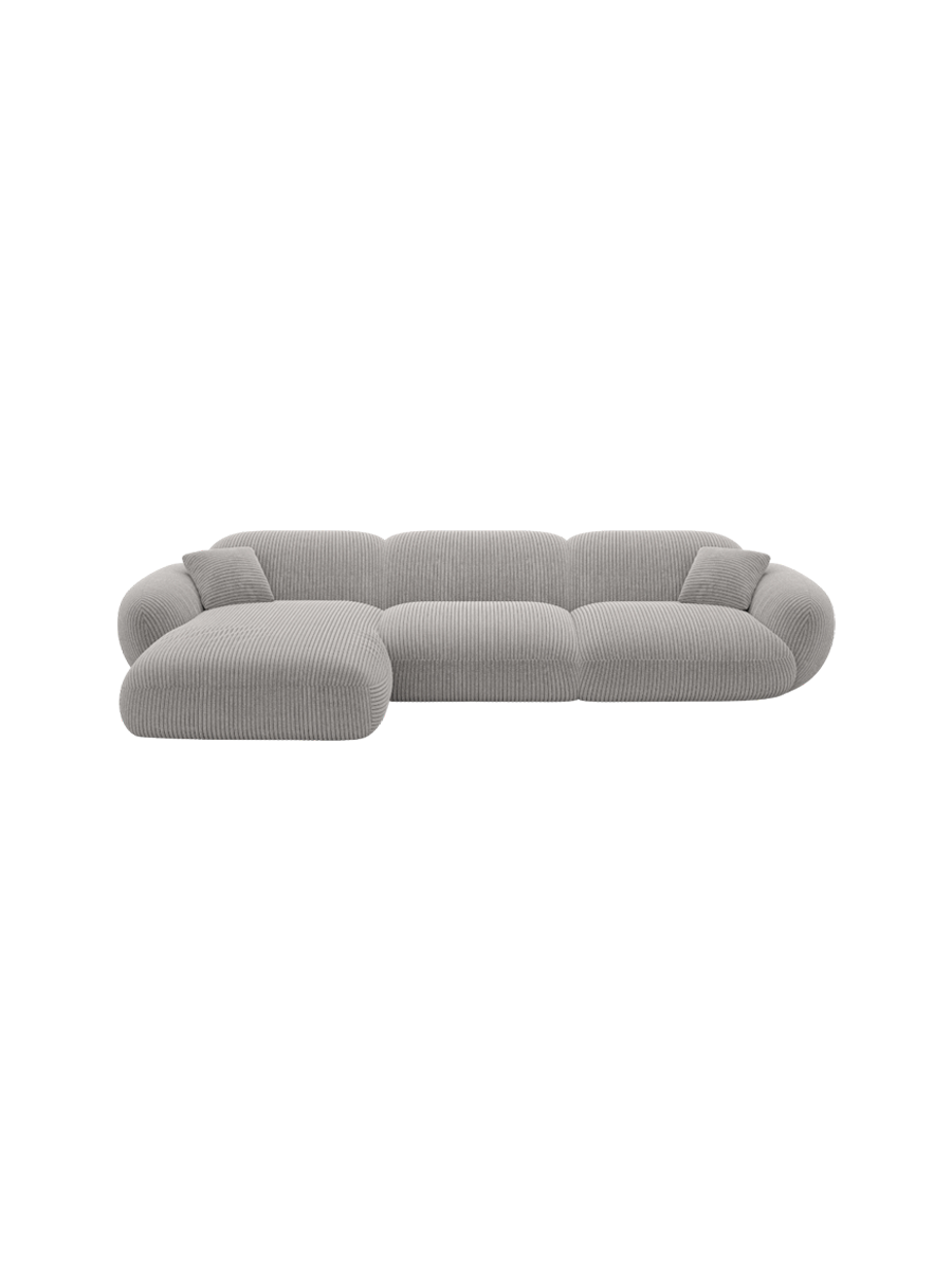 
4-Sitzer Design Ecksofa „Levante“, Cordsamt - Cordsamt Dunkelblau / Eckteil links
