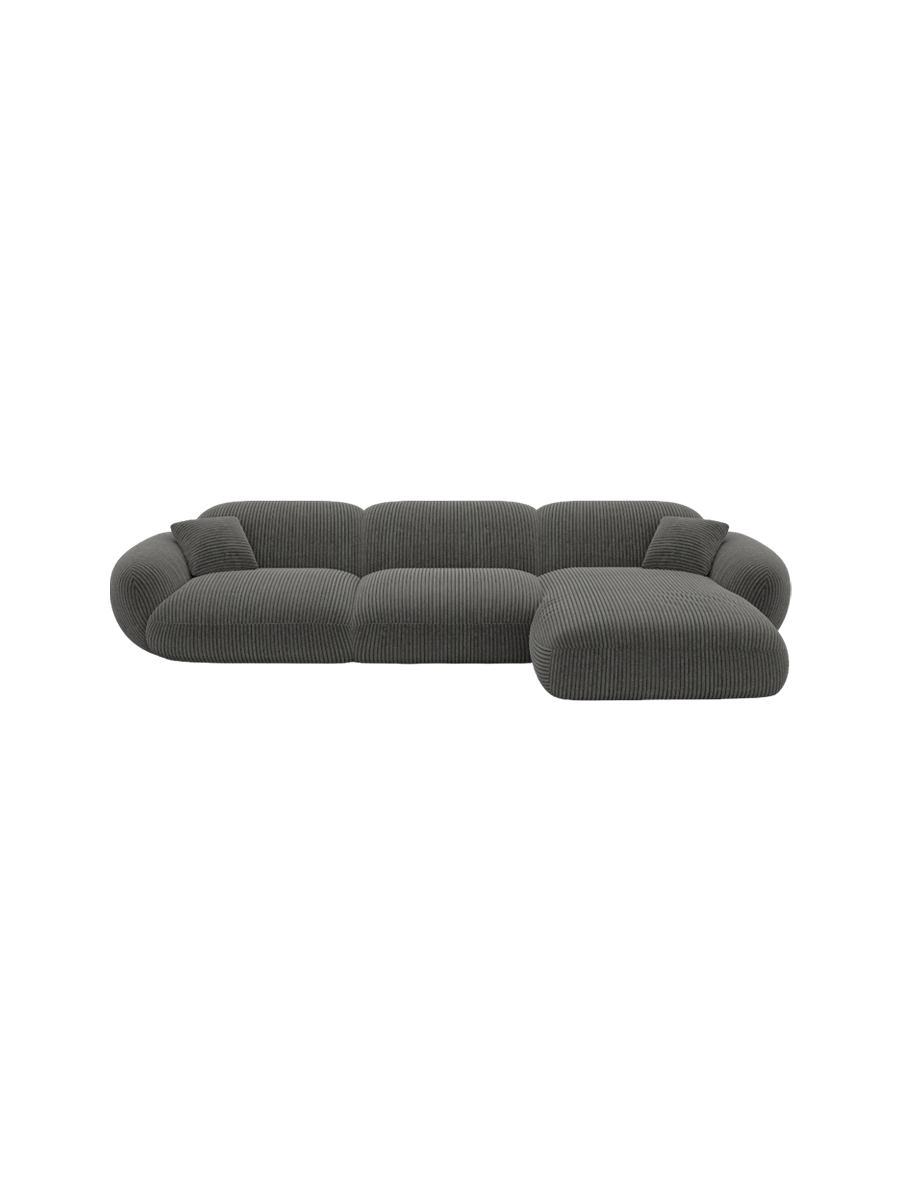 
4-Sitzer Design Ecksofa „Levante“, Cordsamt - Cordsamt Dunkelblau / Eckteil links