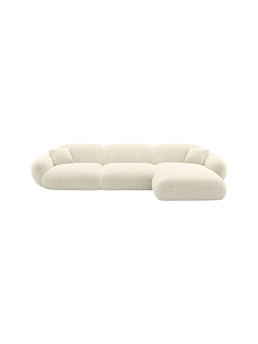 
4-Sitzer Design Ecksofa „Levante“, Cordsamt - Cordsamt Dunkelblau / Eckteil links