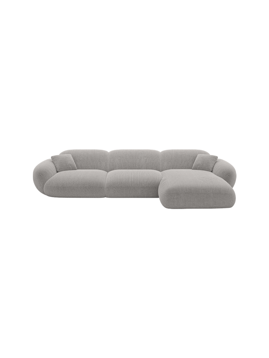
4-Sitzer Design Ecksofa „Levante“, Cordsamt - Cordsamt Dunkelblau / Eckteil links