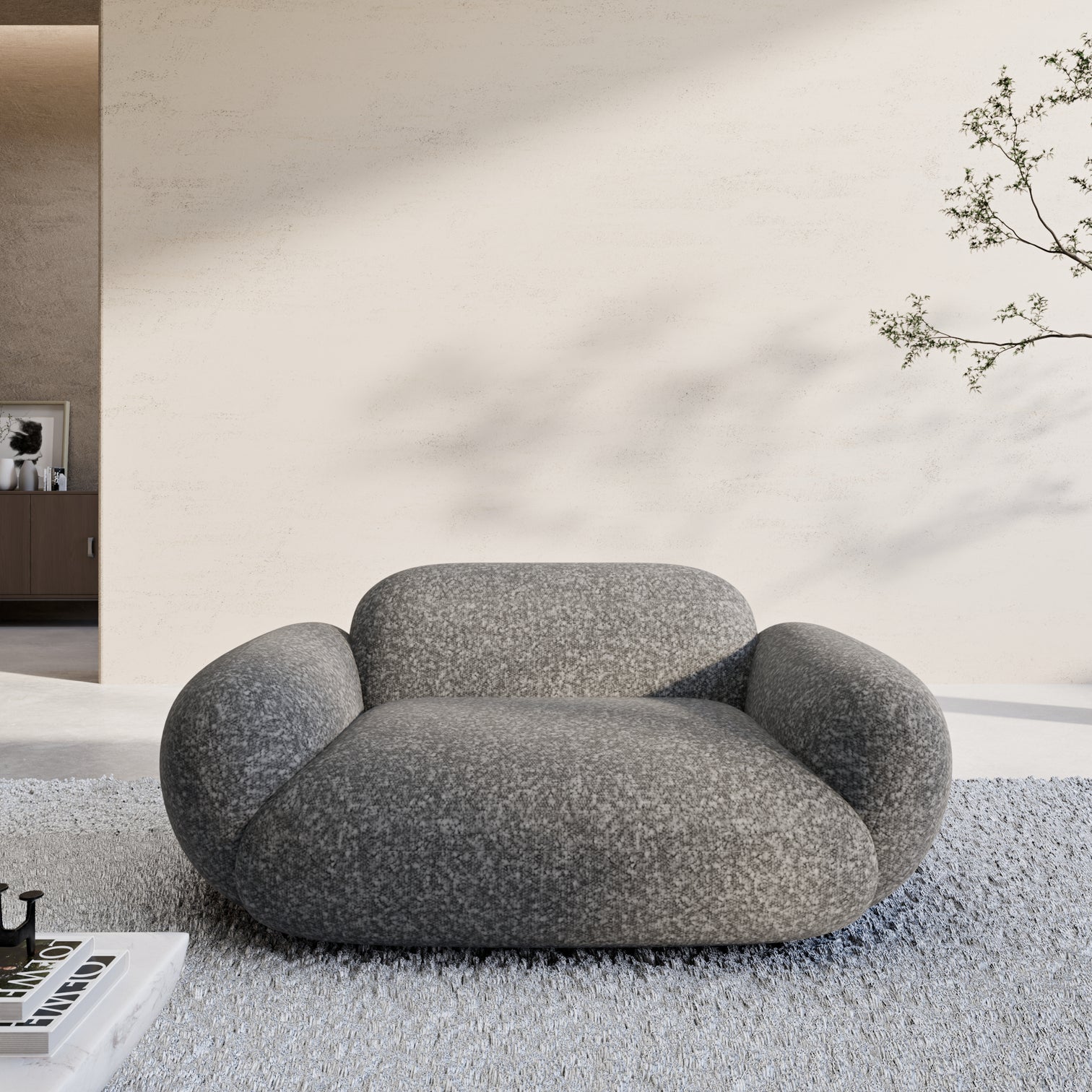 
Design Loungesessel „Alma“ mit Bouclé-Bezug - Bouclé Graphit