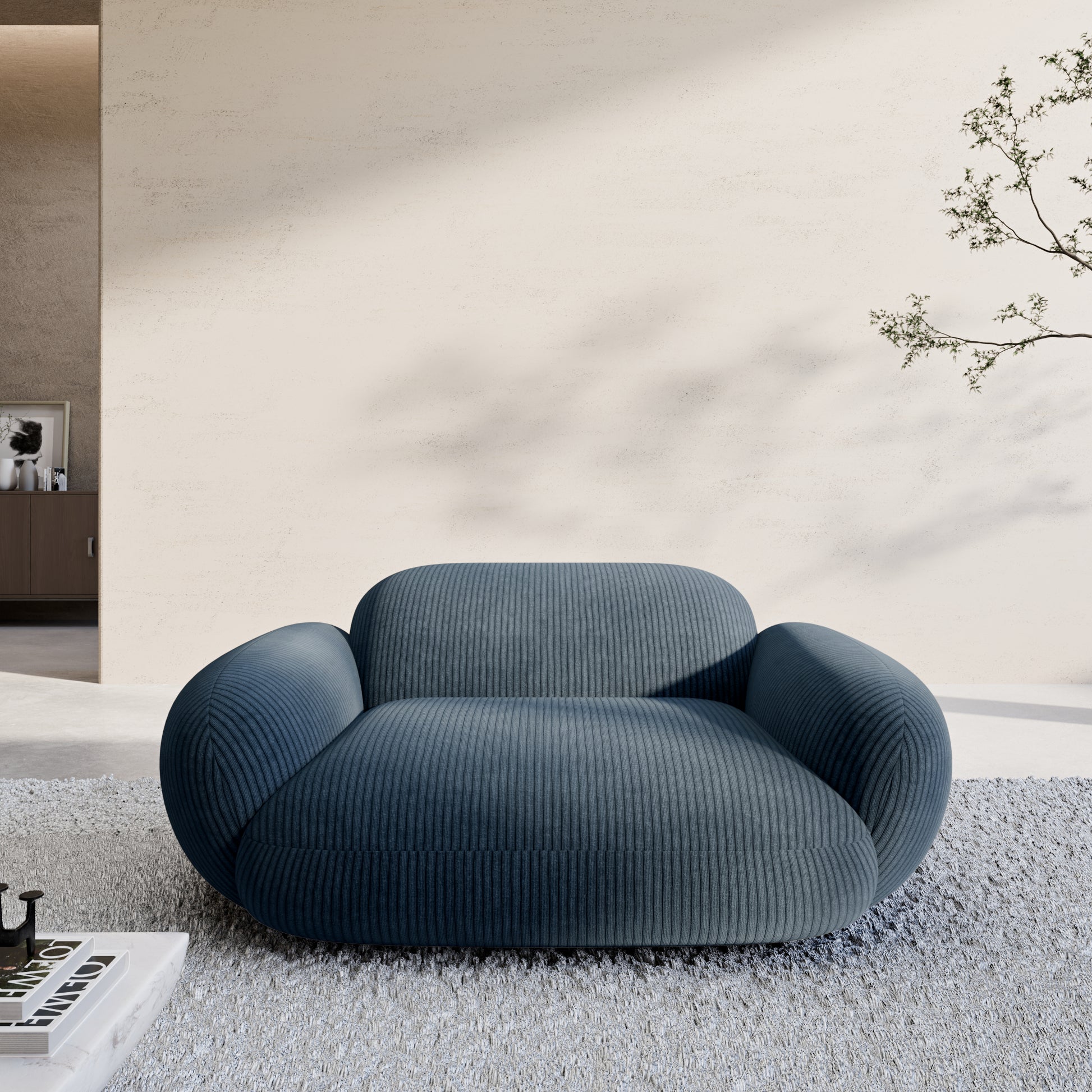 
Design Loungesessel „Levante“, Cordsamt - Cordsamt Dunkelblau