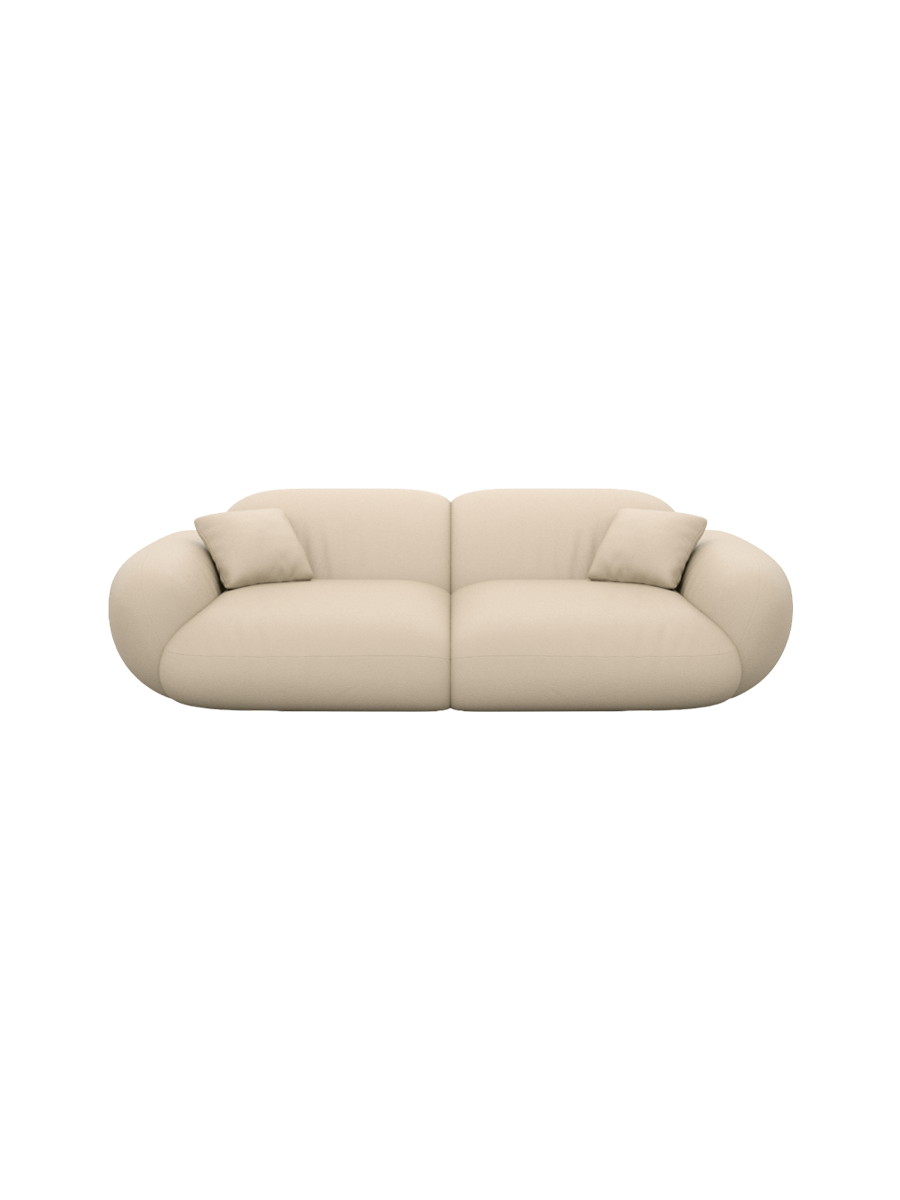 
2-Sitzer Design Echtleder Sofa „Alma“ - Echtleder Beige