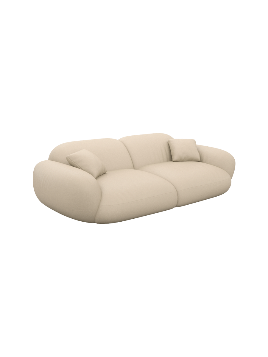 
2-seater designer genuine leather sofa “Alma” - Genuine leather Beige
