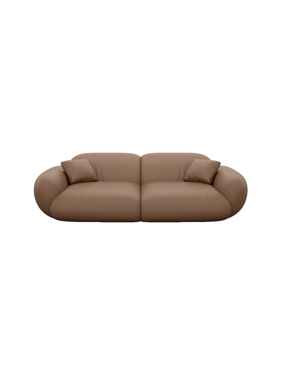 
2-seater designer genuine leather sofa “Alma” - Genuine leather Beige