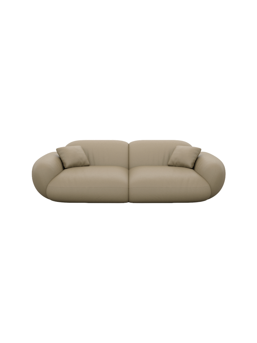 
2-seater designer genuine leather sofa “Alma” - Genuine leather Beige