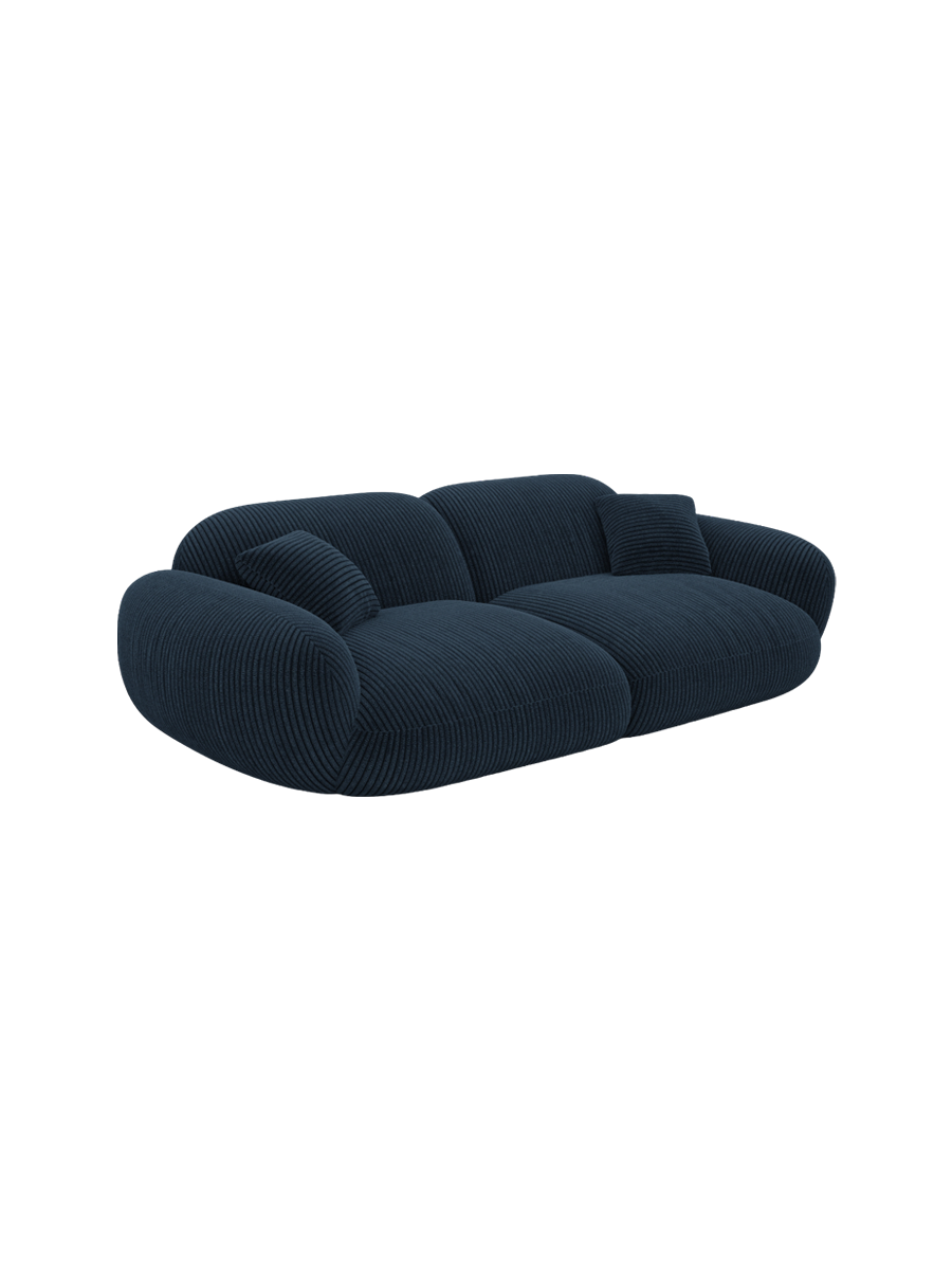 
3-Sitzer Design Sofa „Levante“, Cordsamt - Cordsamt Dunkelblau