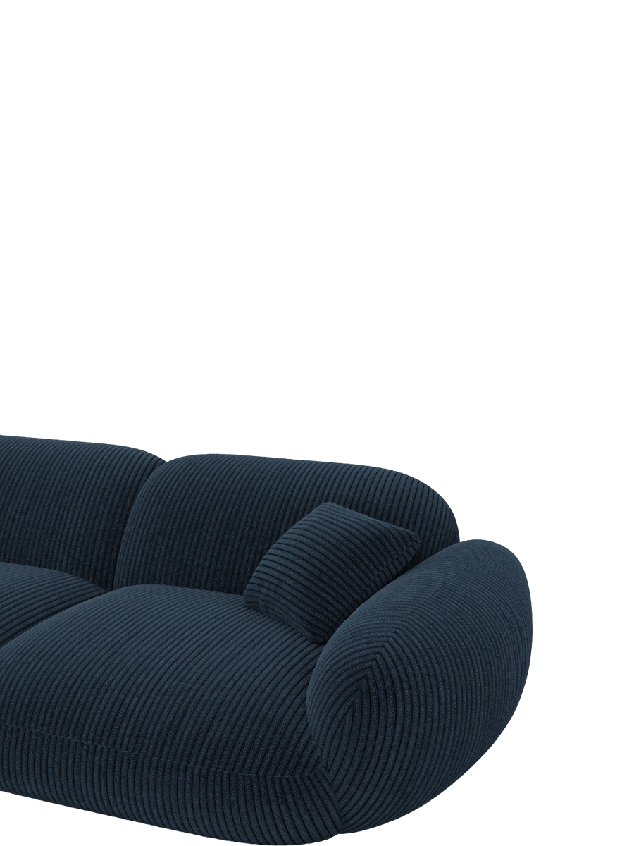 
3-Sitzer Design Sofa „Levante“, Cordsamt - Cordsamt Dunkelblau