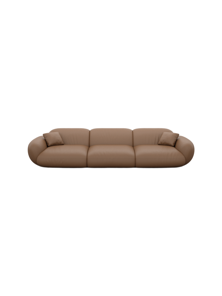 
4-seater designer genuine leather sofa “Alma” - Genuine leather Beige