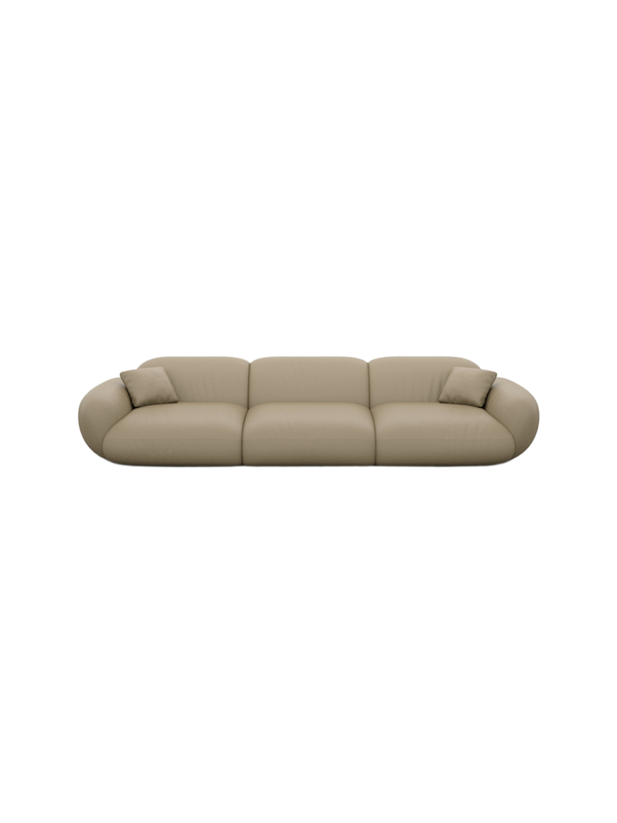 
4-seater designer genuine leather sofa “Alma” - Genuine leather Beige