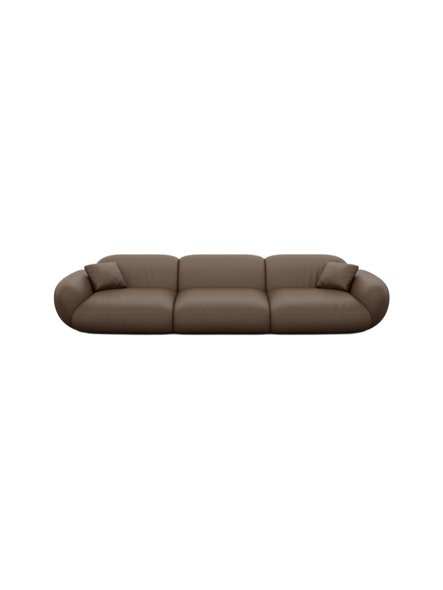 
4-seater designer genuine leather sofa “Alma” - Genuine leather Beige