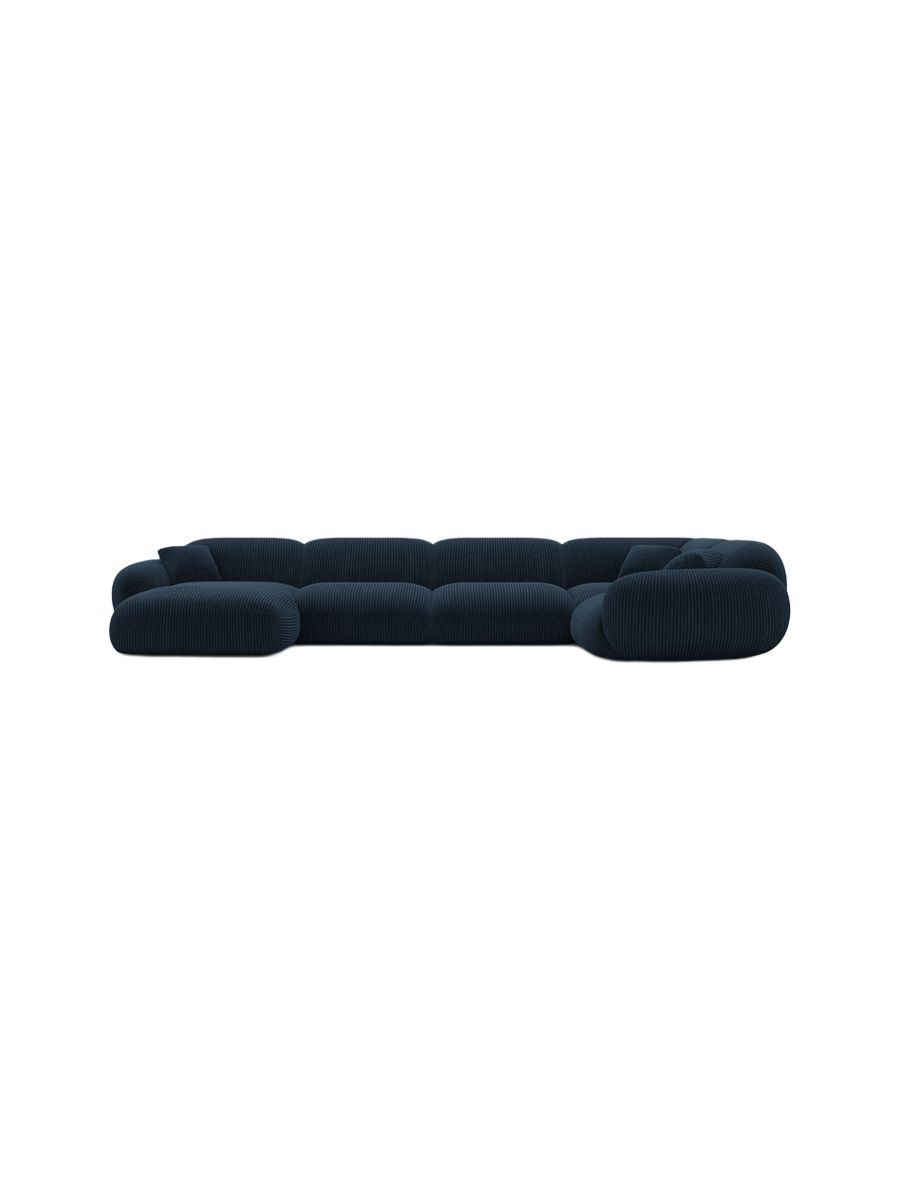 
6-Sitzer Design Panorama-Sofa „Levante XL“, Cordsamt - Cordsamt Dunkelblau / Lange Seite links