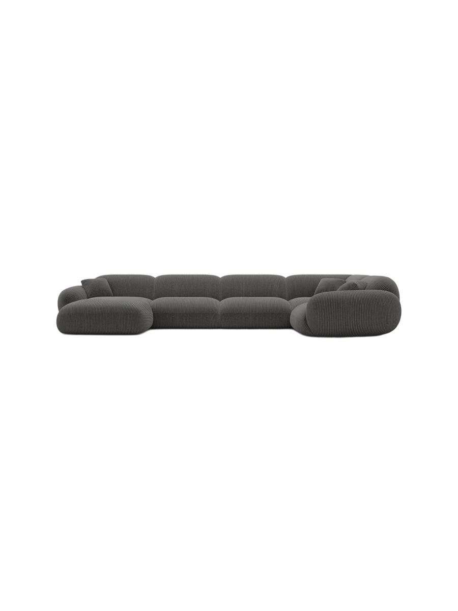 
6-Sitzer Design Panorama-Sofa „Levante XL“, Cordsamt - Cordsamt Dunkelblau / Lange Seite links