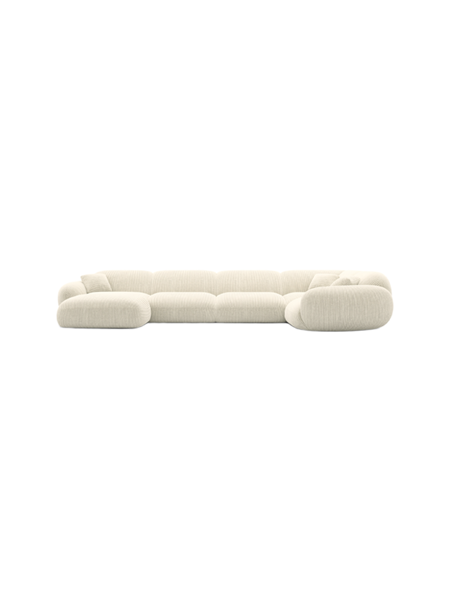
6-Sitzer Design Panorama-Sofa „Levante XL“, Cordsamt - Cordsamt Dunkelblau / Lange Seite links