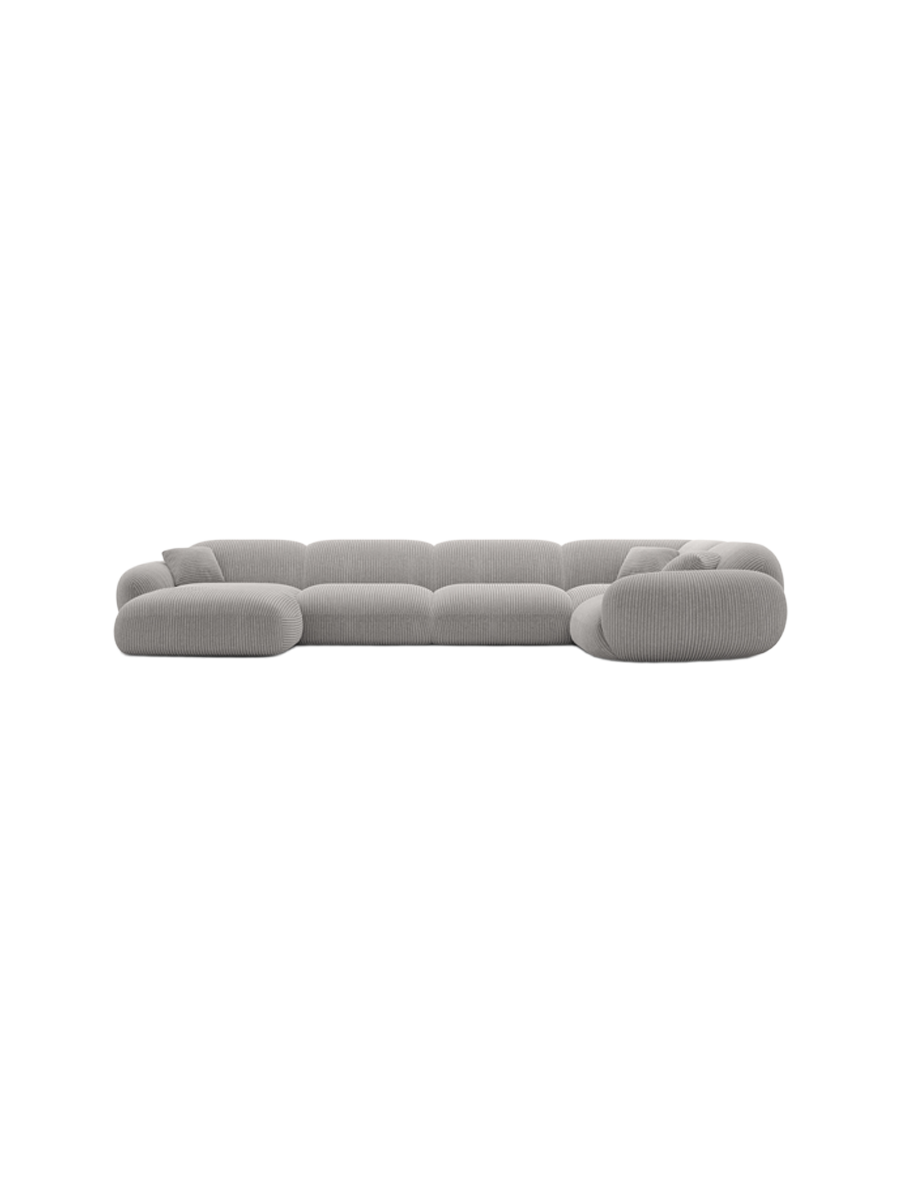
6-Sitzer Design Panorama-Sofa „Levante XL“, Cordsamt - Cordsamt Dunkelblau / Lange Seite links