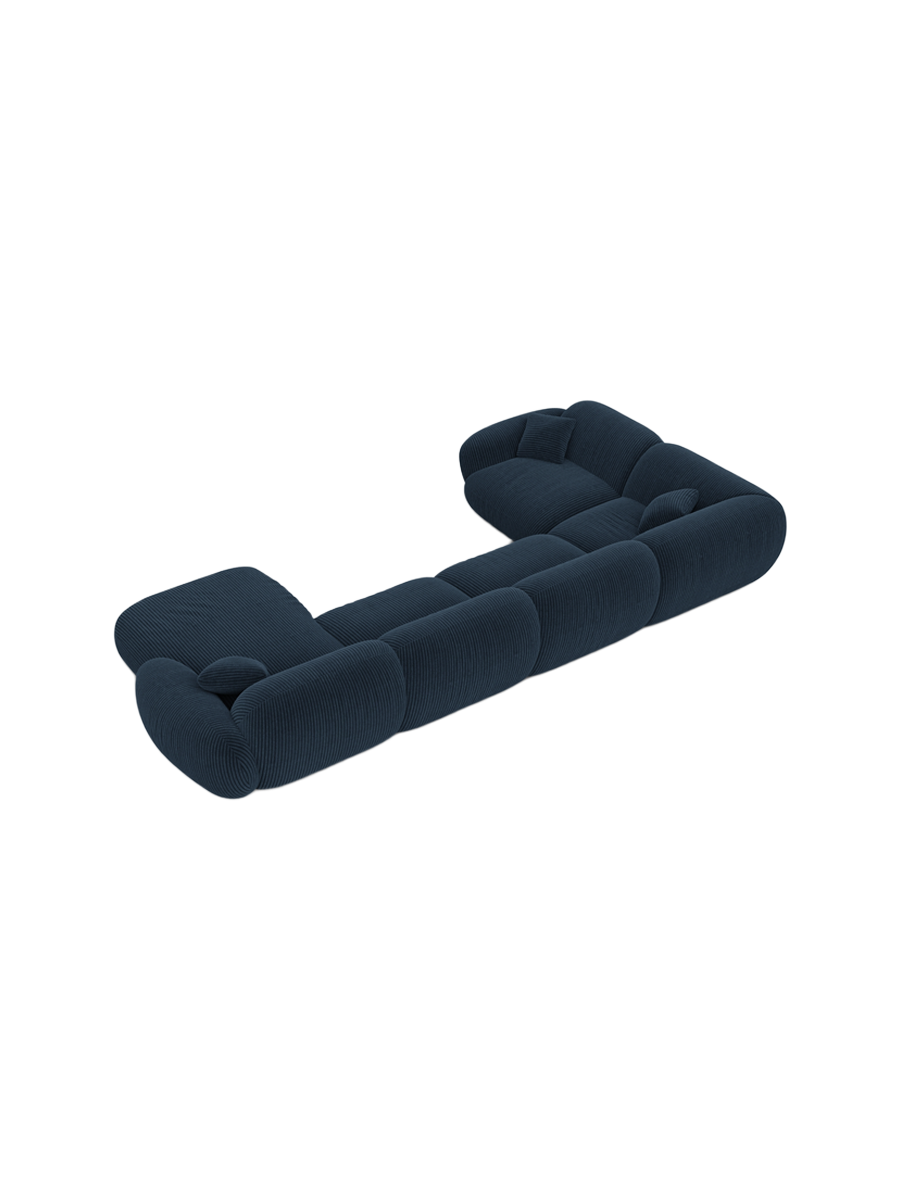 
6-Sitzer Design Panorama-Sofa „Levante XL“, Cordsamt - Cordsamt Dunkelblau / Lange Seite links