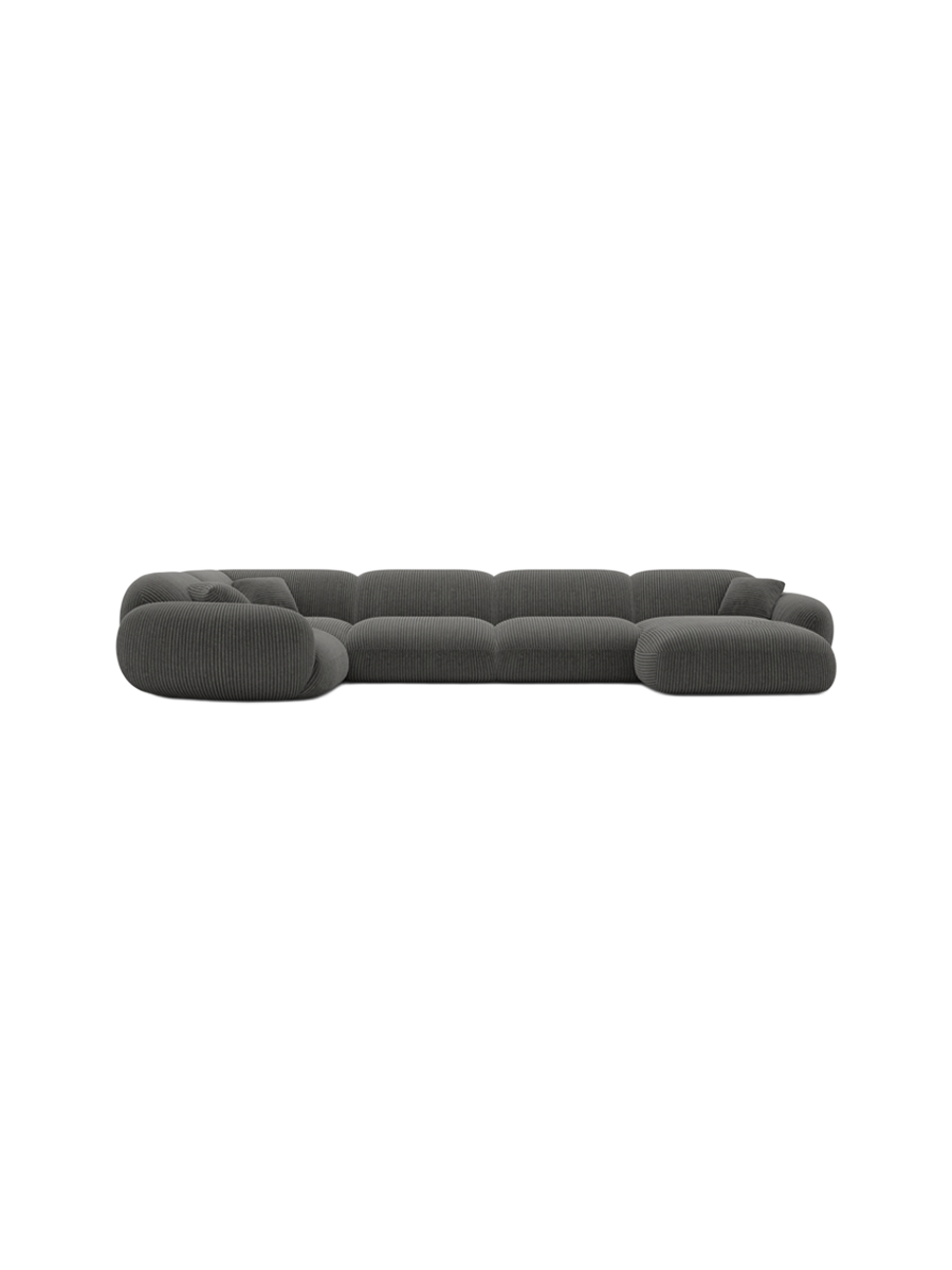 
6-Sitzer Design Panorama-Sofa „Levante XL“, Cordsamt - Cordsamt Dunkelblau / Lange Seite links