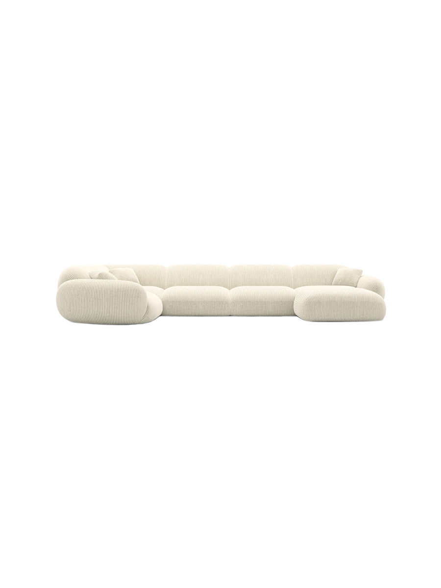 
6-Sitzer Design Panorama-Sofa „Levante XL“, Cordsamt - Cordsamt Dunkelblau / Lange Seite links