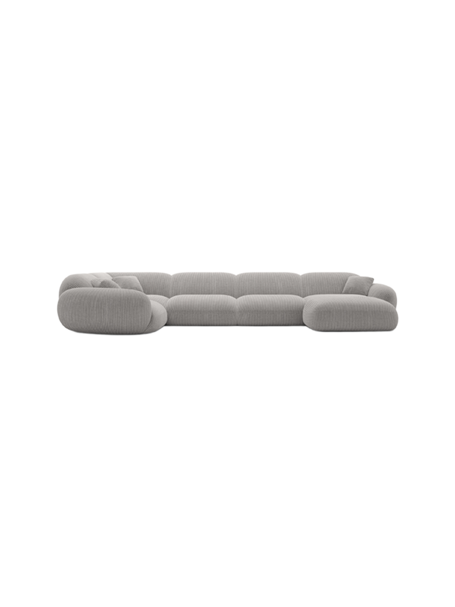 
6-Sitzer Design Panorama-Sofa „Levante XL“, Cordsamt - Cordsamt Dunkelblau / Lange Seite links